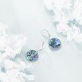 wholesale 925 Sterling Silver Round Abalone Shell Flower Drop Earrings with CZ Center Stone-0-2