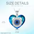 TOUPOP Sterling Silver Crystal Evil Eye Necklace Heart Pendant-0-2