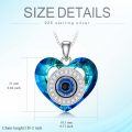 TOUPOP Sterling Silver Crystal Evil Eye Necklace Heart Pendant-0-2