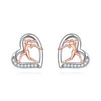 wholesale 925 Sterling Silver Sports Basketball Player Heart Stud Earrings s for Women-Baseball