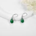 wholesale Sterling Silver Simulated Green Emerald Teardrop Earrings – Hypoallergenic, Elegant Gift for Women-0-3