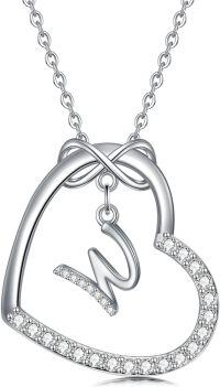 wholesale Sterling Silver Heart Initial Necklace Infinity A Z Letter Necklaces for Women-W