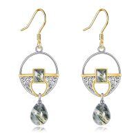 wholesale 925 Sterling Silver & Green Moss Agate Bohemian Drop Earrings for Women and Girls-Moss Agate Bobo Earrings