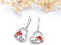 wholesale 925 Sterling Silver Heart-Shaped Red Mushroom Snail Dangle Earrings for Women-0-4