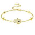 wholesale 925 Sterling Silver Hamsa Hand Bracelet With Blue Stones-0-0