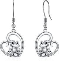 wholesale 925 Sterling Silver Frog Heart Shape Drop Earrings Gifts for Women-Frog