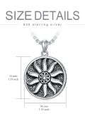 TOUPOP 925 Sterling Silver Sun Pendant Necklace For Men Women-0-1