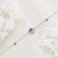 wholesale 925 Sterling Silver Moon & Stars Charm Bracelet with Blue Crystal Accents-0-4