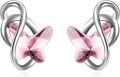 wholesale 925 Sterling Silver Blue Butterfly Crystal Long Tassel Drop Earrings With Zircon-0-1