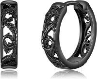 wholesale 925 Sterling Silver Black Dragon Huggie Hoop Earrings Gift for Women-Dragon