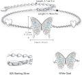 wholesale 925 Sterling Silver White Opal Butterfly Heart Charm Adjustable Bracelet for Women-0-4