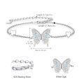 wholesale 925 Sterling Silver Butterfly Opal Heart Chain Bracelet Platinum Plated For Women-0-4