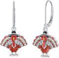 wholesale Sterling Silver Pumpkin Turkey Mushroom Dangle Earrings-0-6