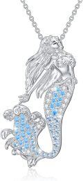 wholesale TOUPOP Mermaid Necklaces 925 Sterling Silver Nautical Jewelry Ariel Necklace For Women Mermaid Decor Mermaid Lover Gift Birthday Anniversary Jewelry Gifts For Women Mom Wife -0-0