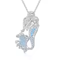 TOUPOP Sterling Silver & Stone Mermaid Necklace Nautical Jewelry Gift-0-0