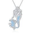 TOUPOP Sterling Silver & Stone Mermaid Necklace Nautical Jewelry Gift-0-0