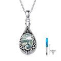 wholesale 925 Sterling Silver Cremation Urn Pendant Necklace Celtic Knot Blue Opal Teardrop Platinum Plated-0-28