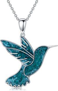 wholesale 925 Sterling Silver Turquoise Inlay Hummingbird Pendant Necklace for Women  45cm Chain Length-Hummingbird