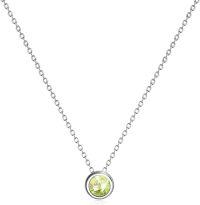 wholesale 925 Sterling Silver Green CZ Round Pendant Chain Necklace for Women Girls-August-Simulated Peridot
