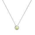 wholesale 925 Sterling Silver Green CZ Round Pendant Chain Necklace for Women Girls-0-0