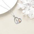 wholesale 925 Sterling Silver Heart-Shaped Pendant with Cubic Zirconia and Engraved Message Always My Mother Forever My Friend - Perfect Gift for Mom (Necklace)-0-3