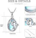 wholesale 925 Sterling Silver Blue Moonstone Sea Life Pendant Necklace with Dolphin Charm for Women-0-1