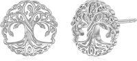 wholesale 925 Sterling Silver Celtic Knot Tree of Life Heart Stud Earrings - Irish  for Women-Tree of Life