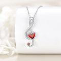 wholesale 925 Sterling Silver Red Crystal Treble Clef Heart Pendant Necklace for Women-0-2