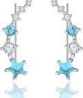 wholesale 925 Sterling Silver Turquoise & CZ Star Ear Climber Earrings for Women Girls  Anniversary Engagement Christmas Birthdays-0-0