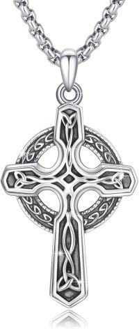 wholesale 925 Sterling Silver Celtic Cross Tree Of Life Pendant Irish Knot Necklace For Men & Women-Silver