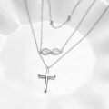 wholesale 925 Sterling Silver Infinity & Cross Layered Pendant Necklace Set - Holiday Gift Ideas for Her-0-2