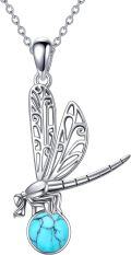 wholesale Sterling Silver Moonstone Moss Agate Turquoise Dragonfly Necklace-0-5