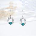 wholesale 925 Sterling Silver Horseshoe Turquoise Western Drop Earrings for Women-0-1