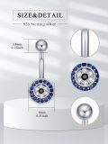 wholesale  925 Sterling Silver Cubic Zirconia Evil Eye Heart Belly Button Ring 14G 12mm-0-1