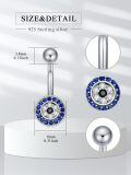 wholesale  925 Sterling Silver Cubic Zirconia Evil Eye Heart Belly Button Ring 14G 12mm-0-1