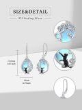 wholesale 925 Sterling Silver Blue Moonstone Cat Filigree Teardrop Dangle Leverback Earrings-0-3