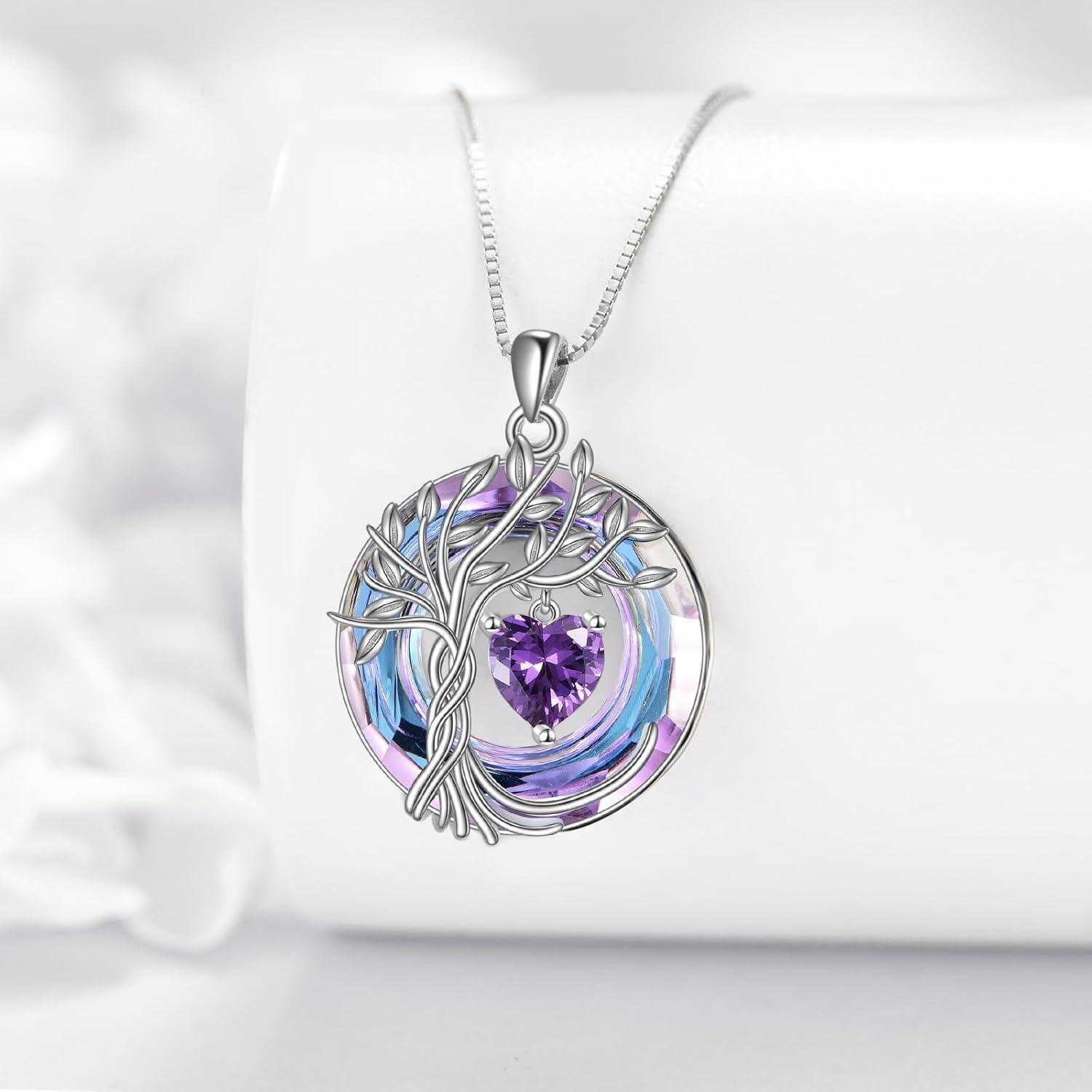Sterling Silver Crystal Tree of Life Necklace for Women-0-5