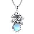 wholesale 925 Sterling Silver Blue Moonstone & Moss Agate Mushroom Pendant Necklace-0-0