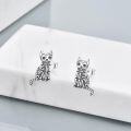 wholesale 925 Sterling Silver Gothic Cat Stud Earrings with Skeleton Design-0-1