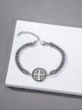 wholesale 925 Sterling Silver St. Michael/Christopher Adjustable Medal Bracelet for Men Women Religious Protection Jewelry with 6mm 9+2 Figaro Link-0-4