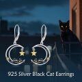 wholesale 925 Sterling Silver Moon Star Black Cat Drop Earrings Leverback s for Women Girl-0-4