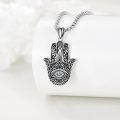 wholesale 925 Sterling Silver Evil Eye Hamsa Hand Pendant Necklaces for Women Girls s 45cm Chain Length-0-2