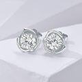 wholesale 925 Sterling Silver 14k White Gold Plated Round Cut Moissanite Stud Earrings (6x5 mm)-0-4