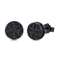 wholesale 925 Sterling Silver Black Onyx Zircon Celtic Viking Stud Earrings Hypoallergenic Punk Gothic Jewelry for Women Men-Four Leaf Clover-Four Leaf Clover
