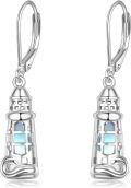 wholesale 925 Sterling Silver Moonstone Lighthouse Drop Earrings for Women's Gifts-0-0