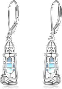 wholesale 925 Sterling Silver Moonstone Lighthouse Drop Earrings for Women's Gifts-lighthouse