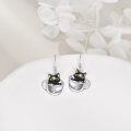 wholesale 925 Sterling Silver Black Cat in Cup Pendant Dangle Earrings for Women Girls Gifts -0-2