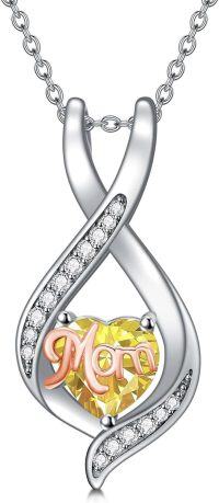 wholesale 925 Sterling Silver Birthstone Mom Necklace Mama Jewelry Gift for Women-11-November