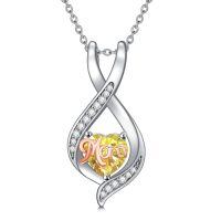 wholesale 925 Sterling Silver Mom Heart Necklace Rose Gold Plated Red Crystal Infinity Pendant-11-November
