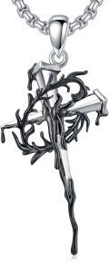 wholesale 925 Sterling Silver Gothic Hammered Cross Necklace with Black Plating and  -0-0